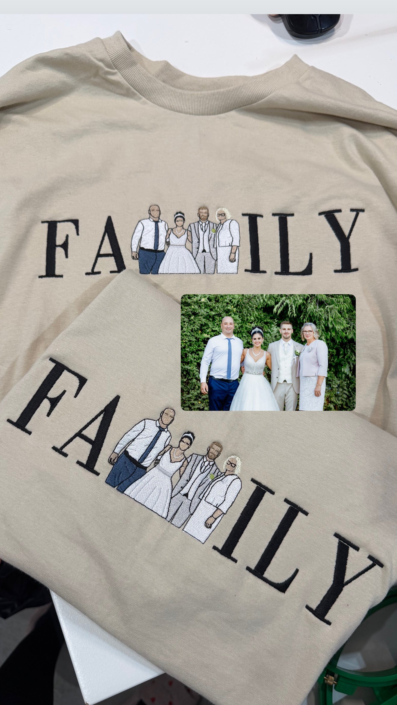 FAMILY lettering photo embroidery