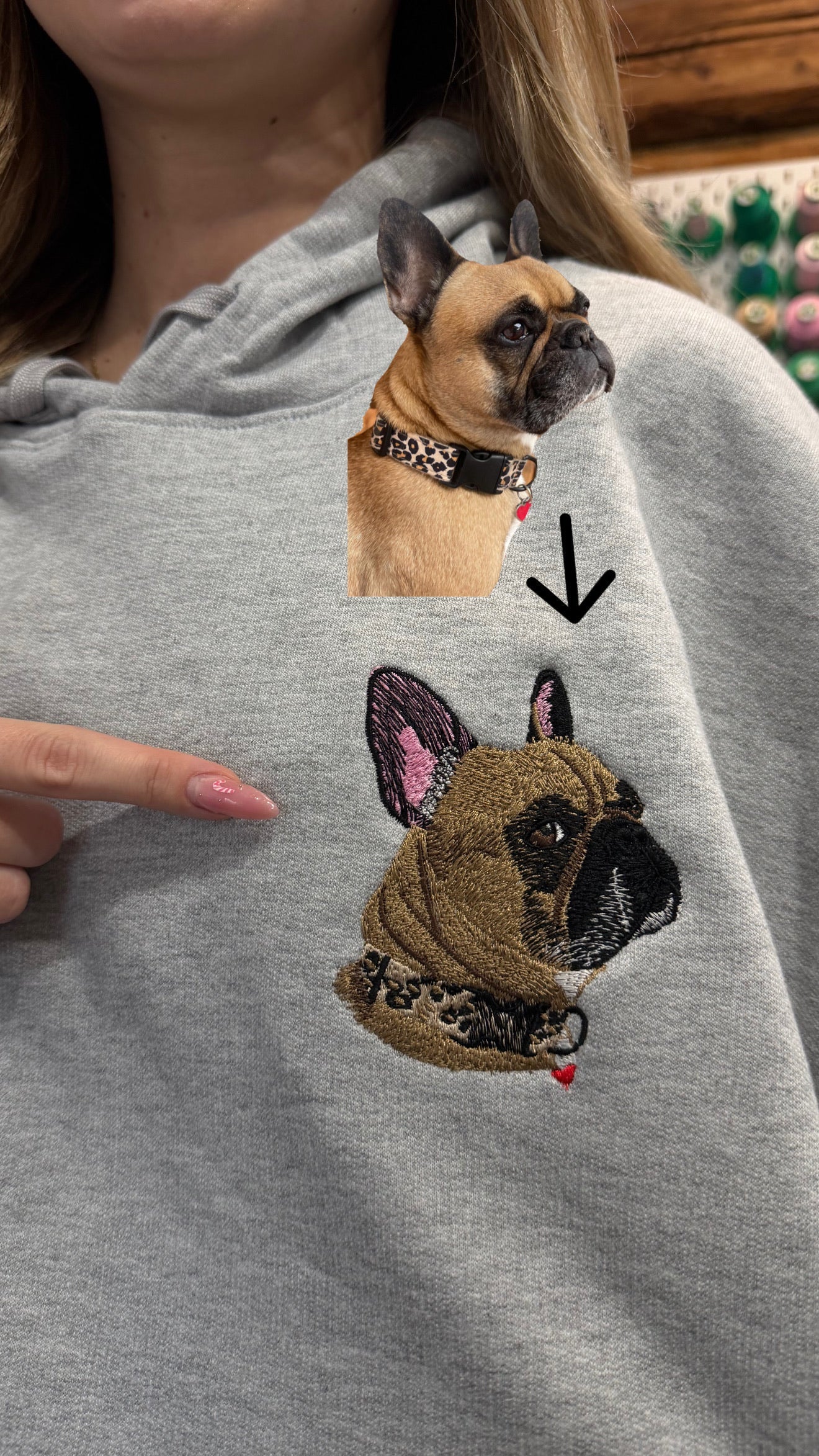 Dog portrait color embroidery