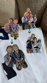 Family photo embroidery in color
