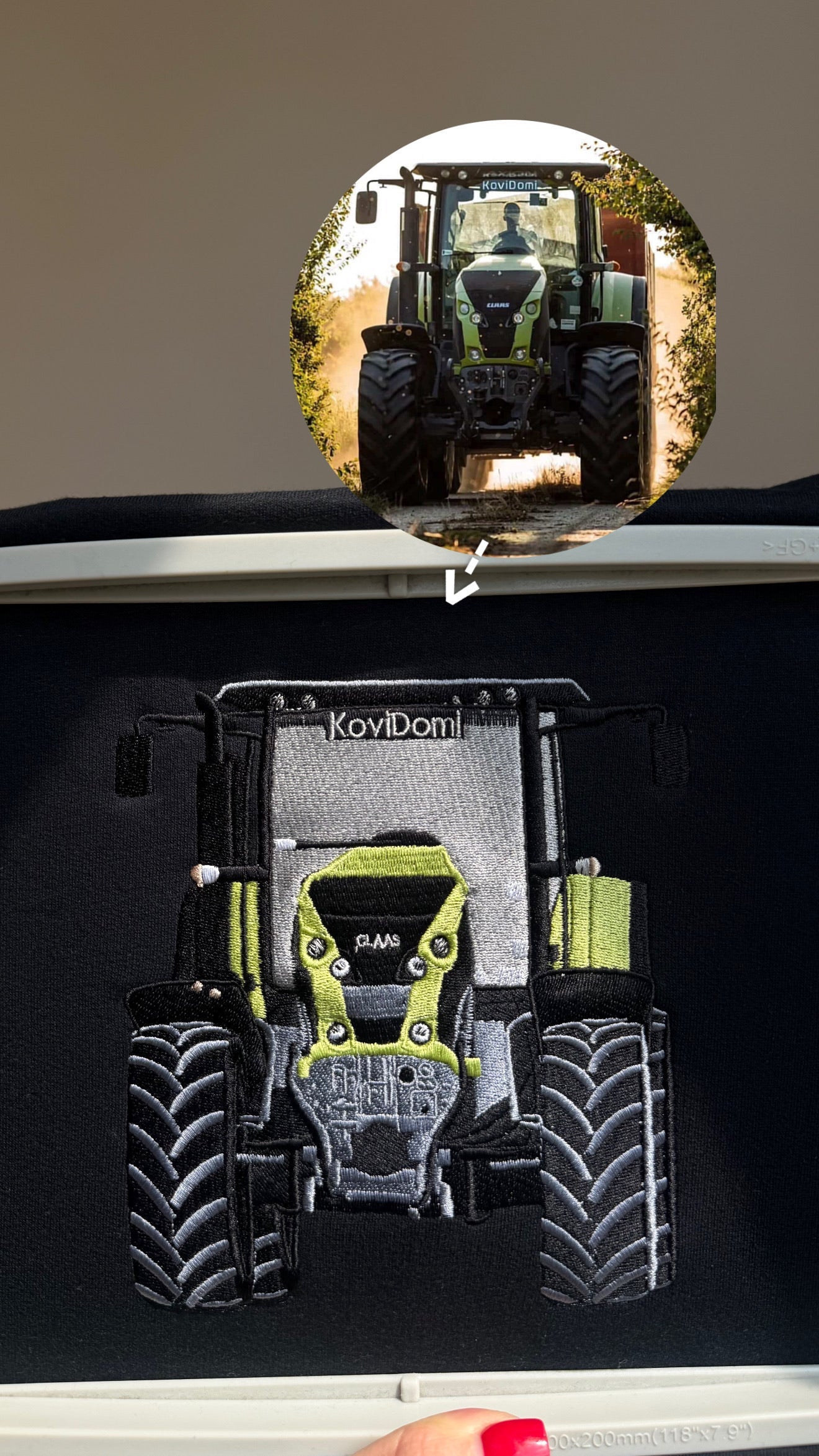 Custom tractor embroidery
