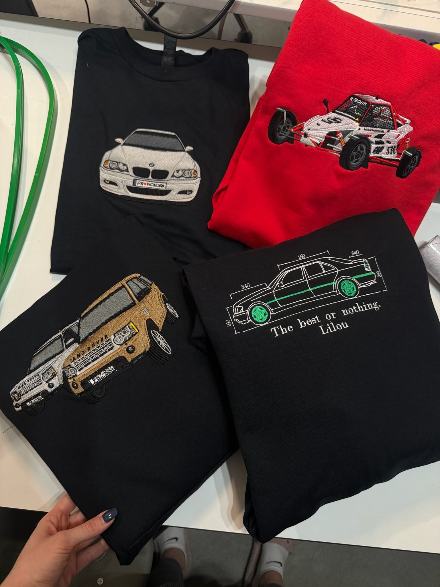 Custom excavator embroidery