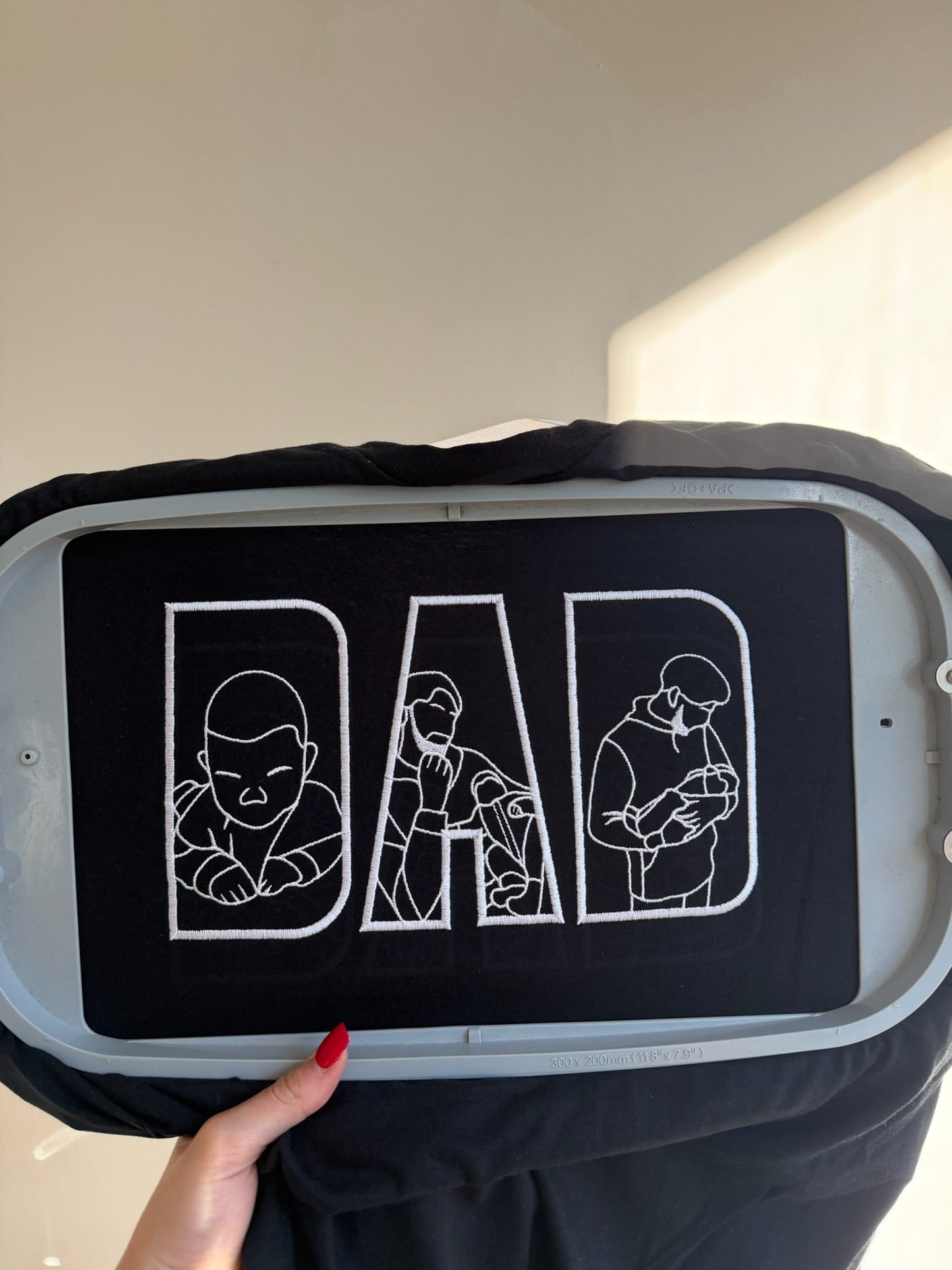 DAD lettering embroidery