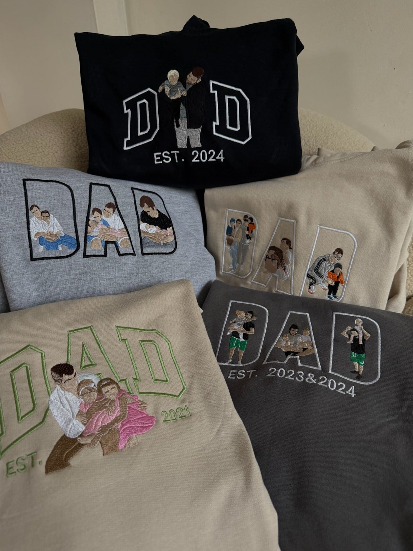 DAD lettering photo embroidery