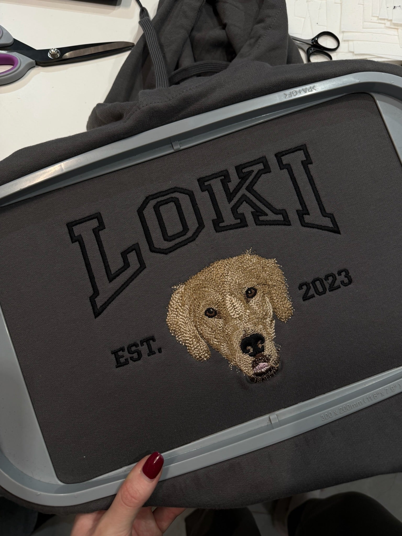 Pet embroidery with name