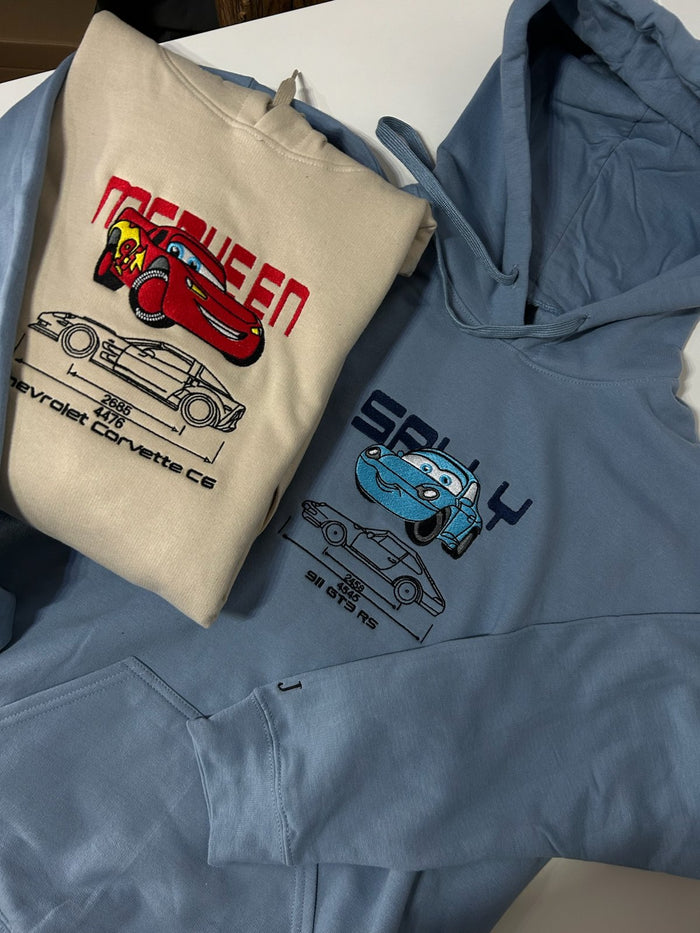 Cars McQueen embroidered couple hoodies