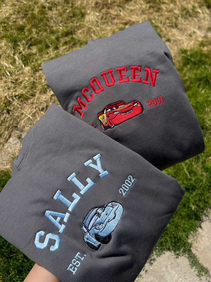 Cars McQueen & Sally embroidered hoodies