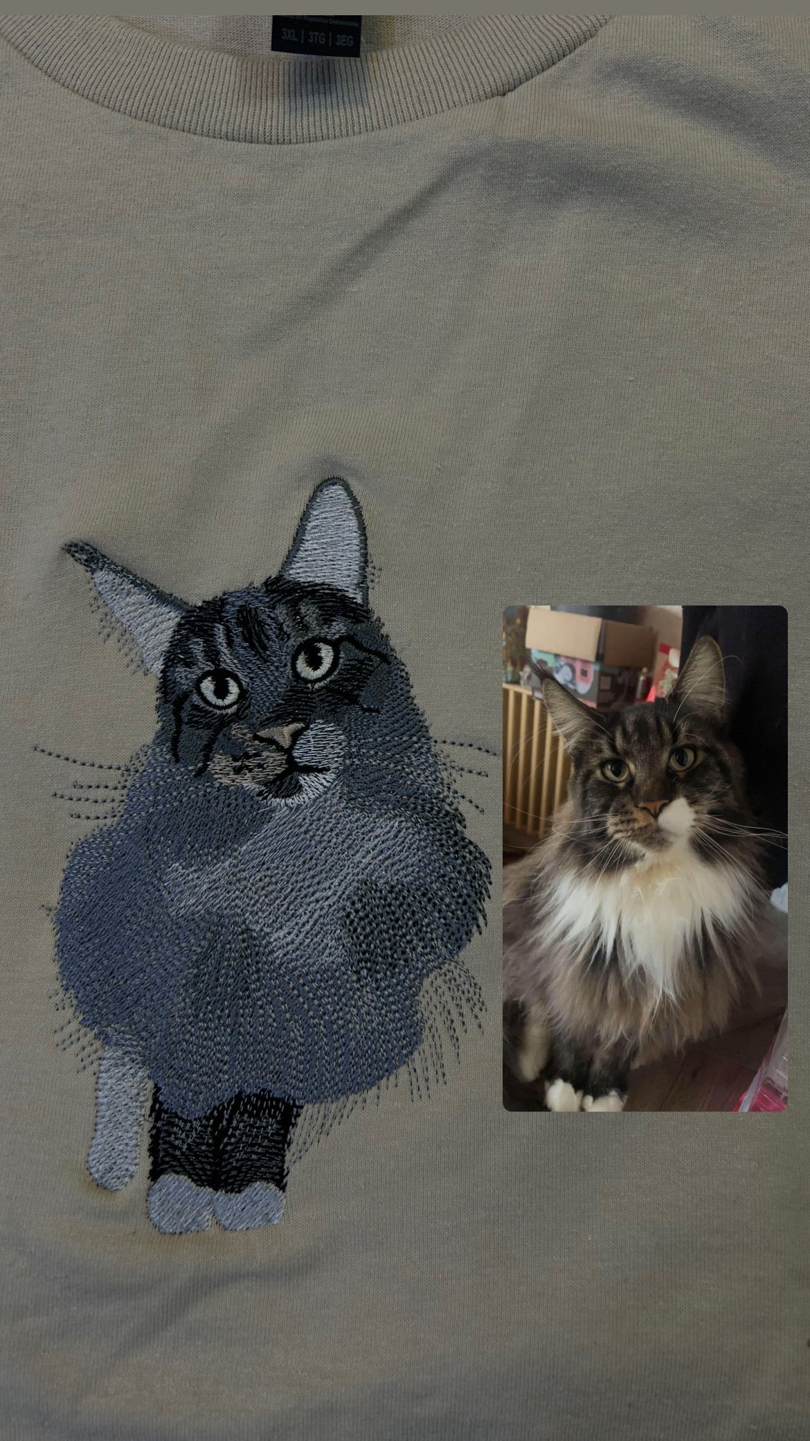 Pet portrait color embroidery